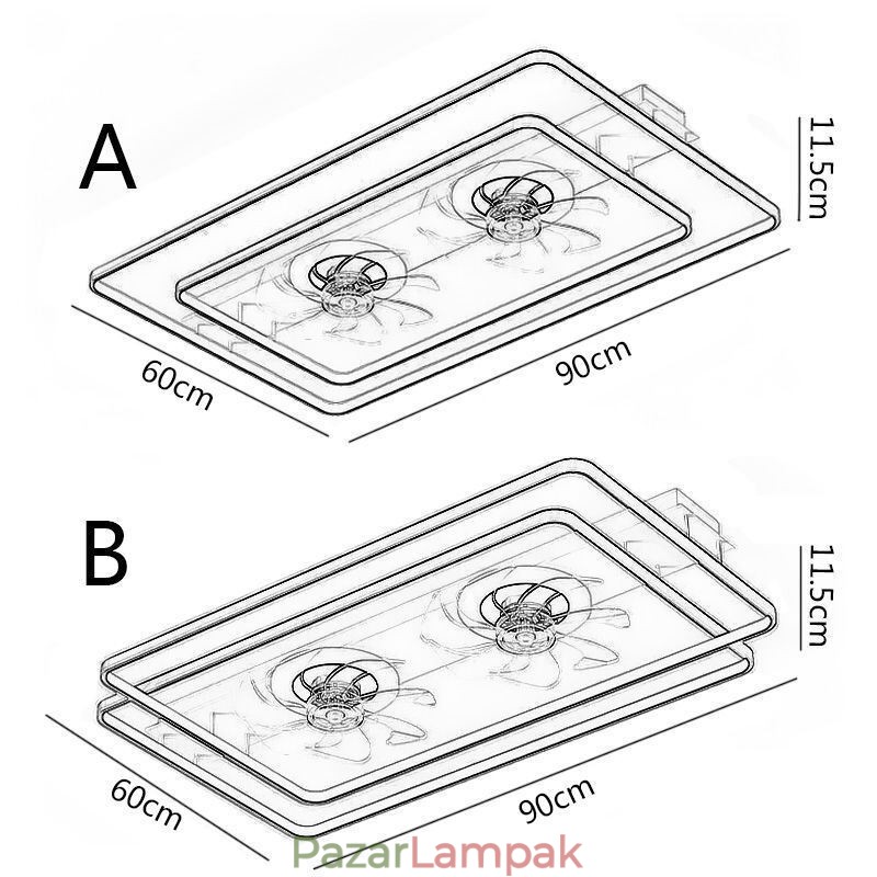 Modern süllyesztett mennyezeti ventilátor világítással, távirányítóval