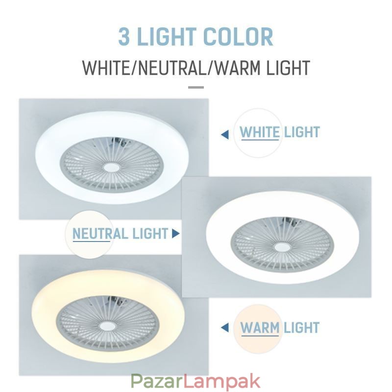 Háromfokozatú ventilátor mennyezeti világítás távirányítóval 3 sebességes