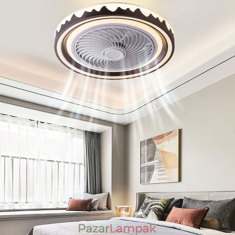 Kerek ventilátoros mennyezeti lámpatest 3 sebességes távirányítóval