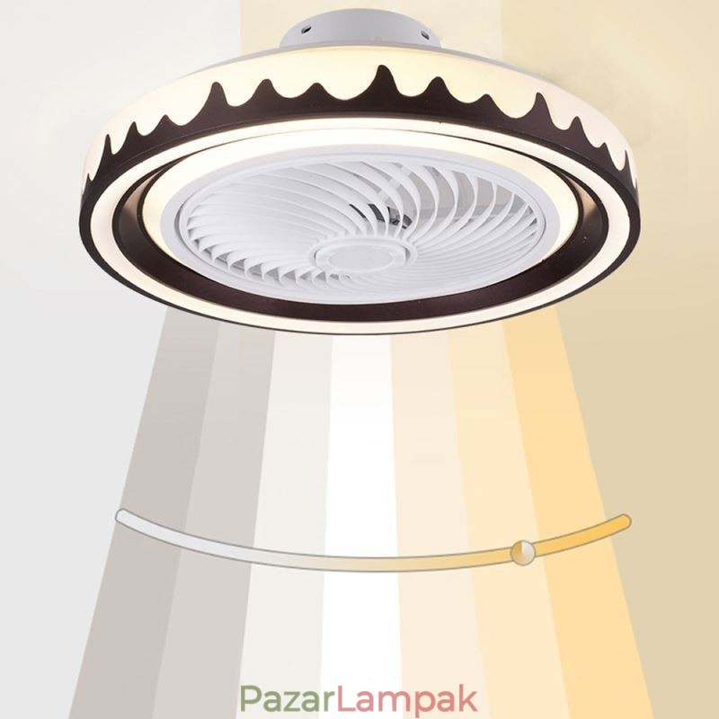 Kerek ventilátoros mennyezeti lámpatest 3 sebességes távirányítóval