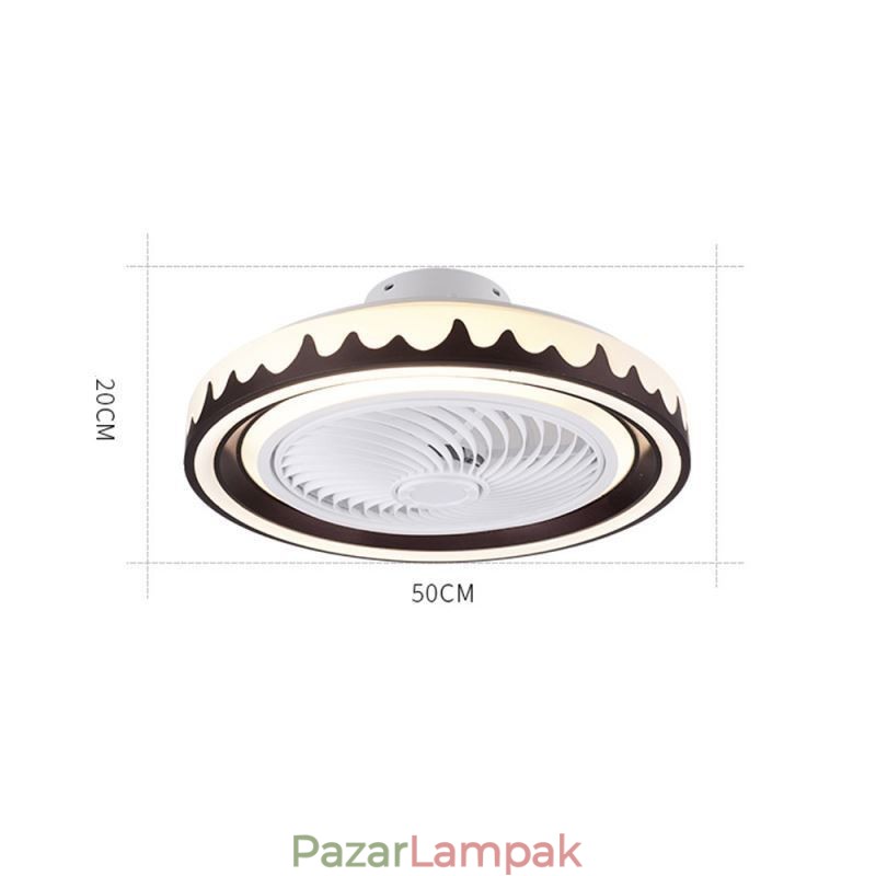 Kerek ventilátoros mennyezeti lámpatest 3 sebességes távirányítóval