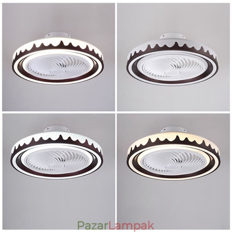 Kerek ventilátoros mennyezeti lámpatest 3 sebességes távirányítóval