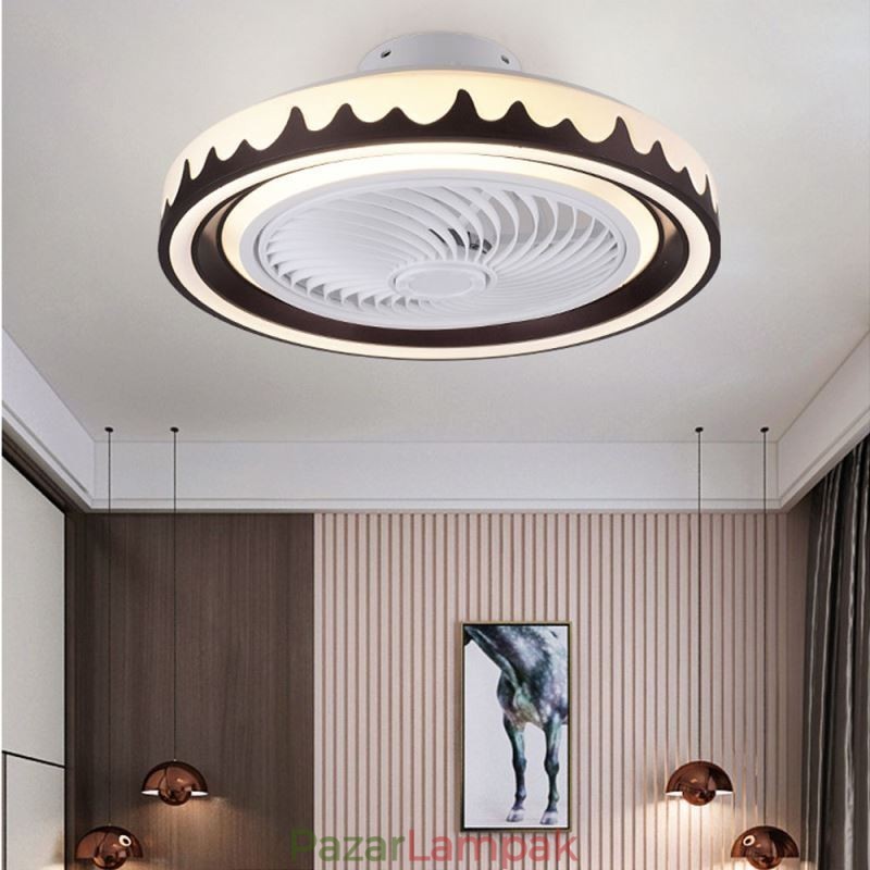 Kerek ventilátoros mennyezeti lámpatest 3 sebességes távirányítóval