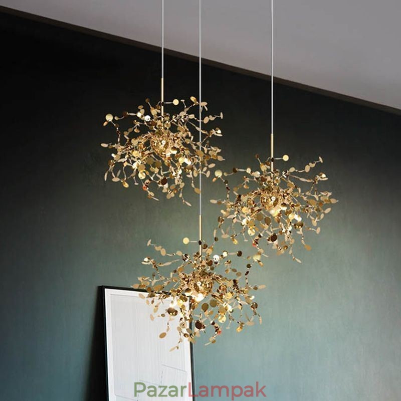 3 Lights Csillár Light Rozsdamentes acél függő mennyezeti lámpatest