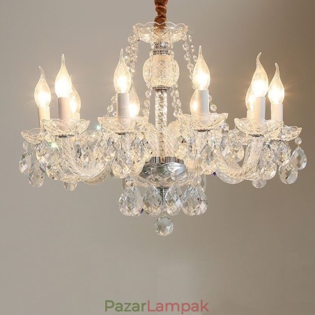 Átlátszó kristálycsillár európai luxus dekoratív mennyezeti lámpa