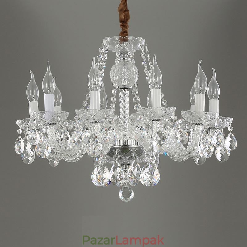 Átlátszó kristálycsillár európai luxus dekoratív mennyezeti lámpa