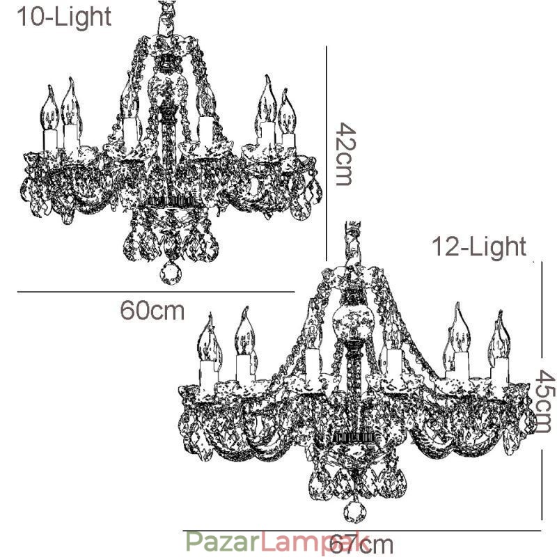 Átlátszó kristálycsillár európai luxus dekoratív mennyezeti lámpa