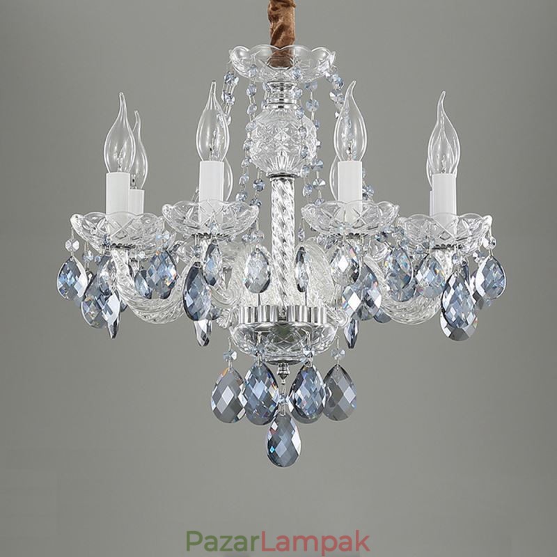 Európai kék kristály csillár üveg fénytest 8 lámpa