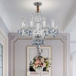 Európai kék kristály csillár üveg fénytest 8 lámpa