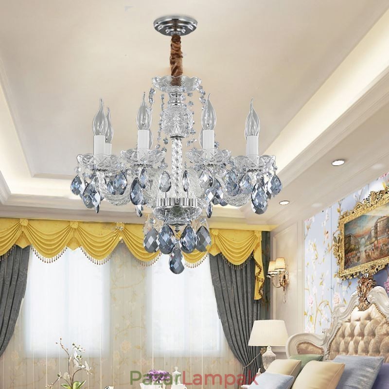 Európai kék kristály csillár üveg fénytest 8 lámpa