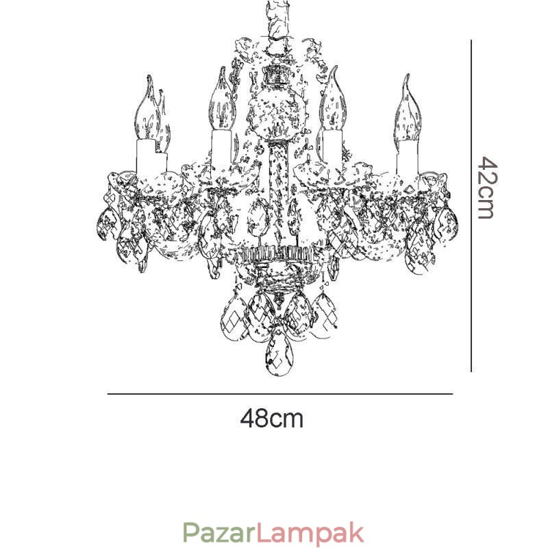 Európai kék kristály csillár üveg fénytest 8 lámpa