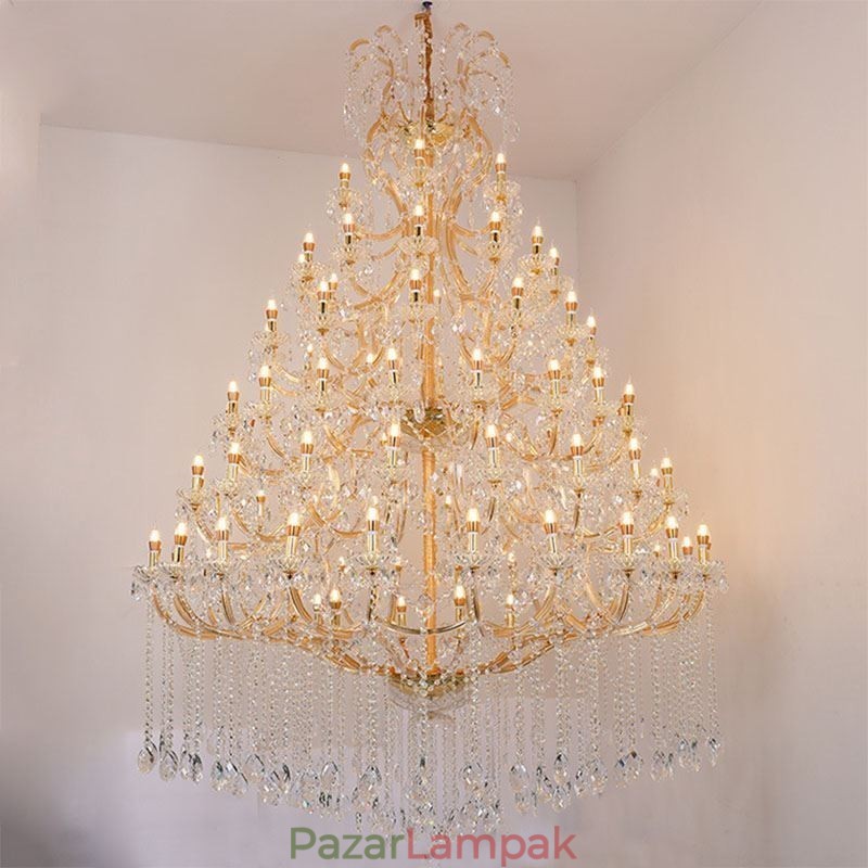 Luxus kristálycsillár dekorációs mennyezeti lámpa 96 lámpával