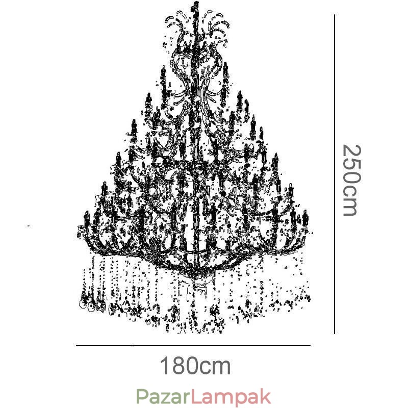 Luxus kristálycsillár dekorációs mennyezeti lámpa 96 lámpával