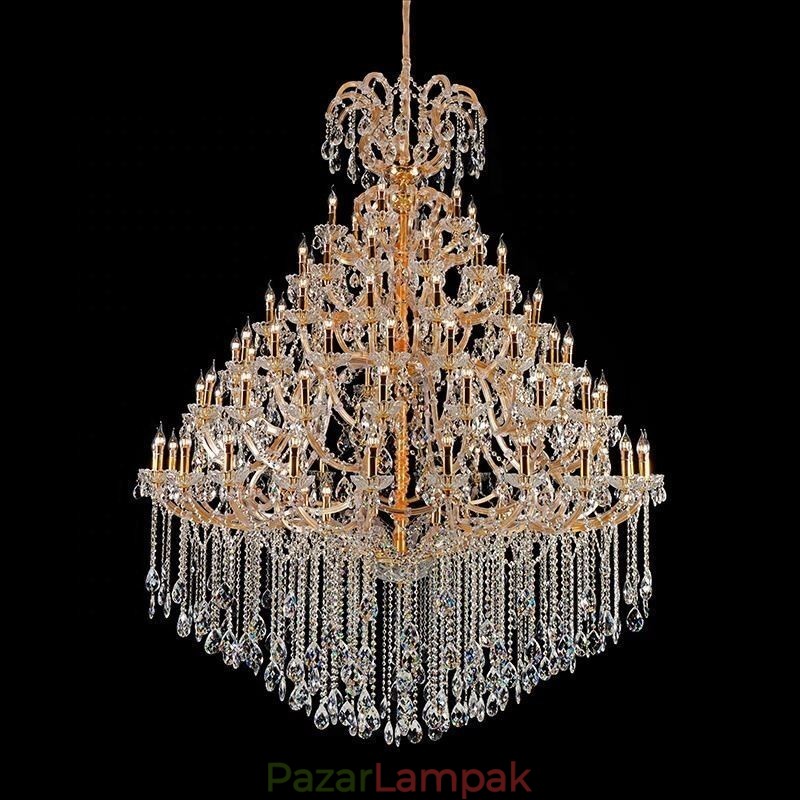 Luxus kristálycsillár dekorációs mennyezeti lámpa 96 lámpával