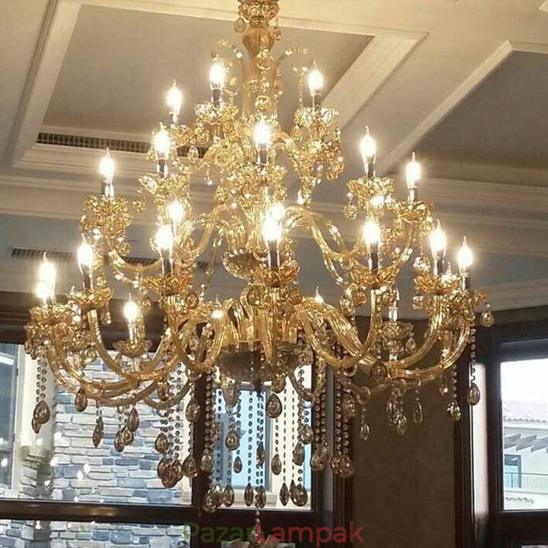 Európai kristálycsillár luxus mennyezeti lámpa 30 lámpával