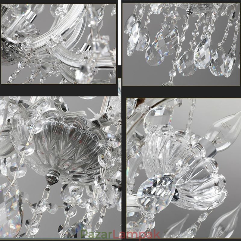 Európai kristálycsillár dekorációs mennyezeti lámpa 24 lámpával