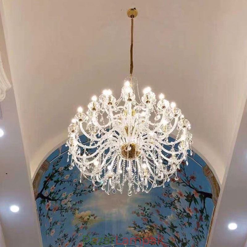 Európai kristálycsillár 32 fénnyel, luxus dekorációs mennyezeti lámpával
