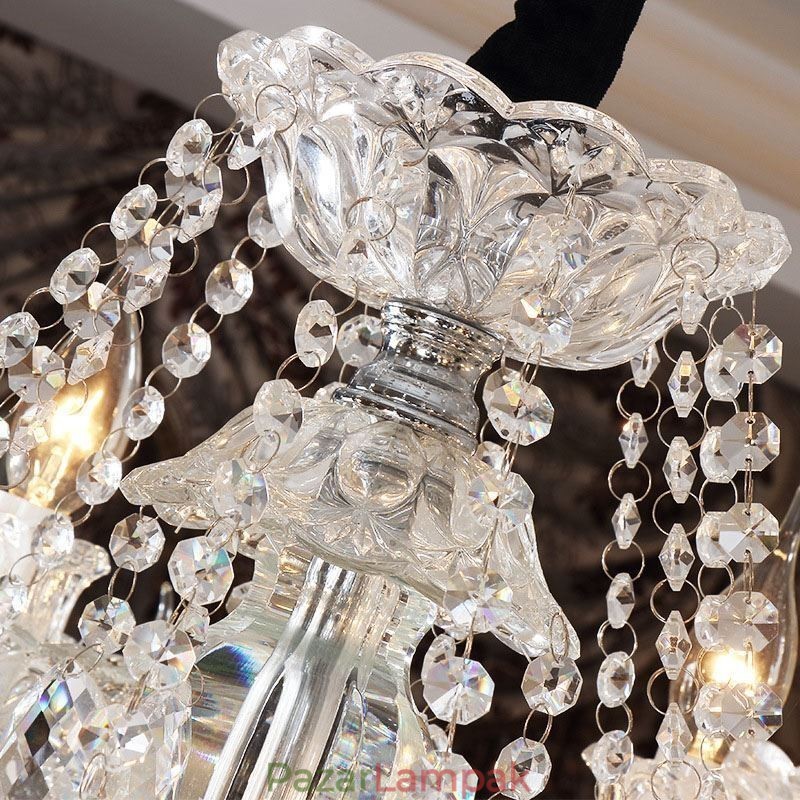 Európai kristálycsillár 32 fénnyel, luxus dekorációs mennyezeti lámpával