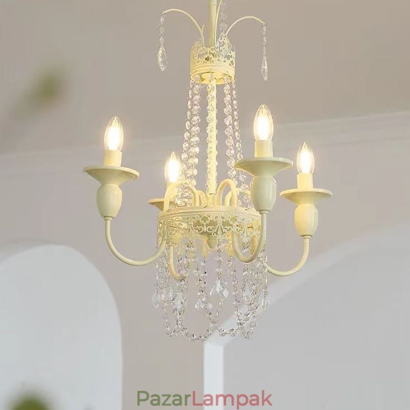 Nordic Crystal Chandelier Paint Craft Cream mennyezeti lámpa