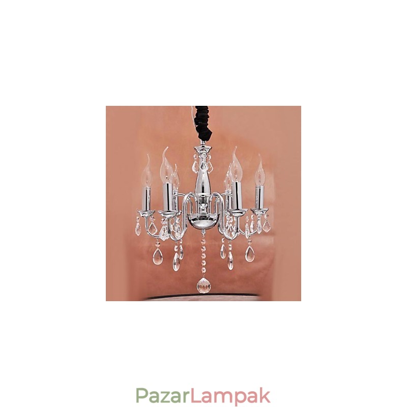 6 fényű kristály függőlámpa gyertyában