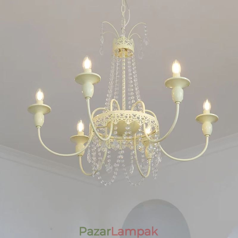 Nordic Crystal Chandelier Paint Craft Cream mennyezeti lámpa