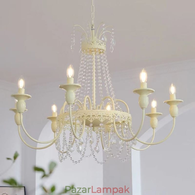 Nordic Crystal Chandelier Paint Craft Cream mennyezeti lámpa
