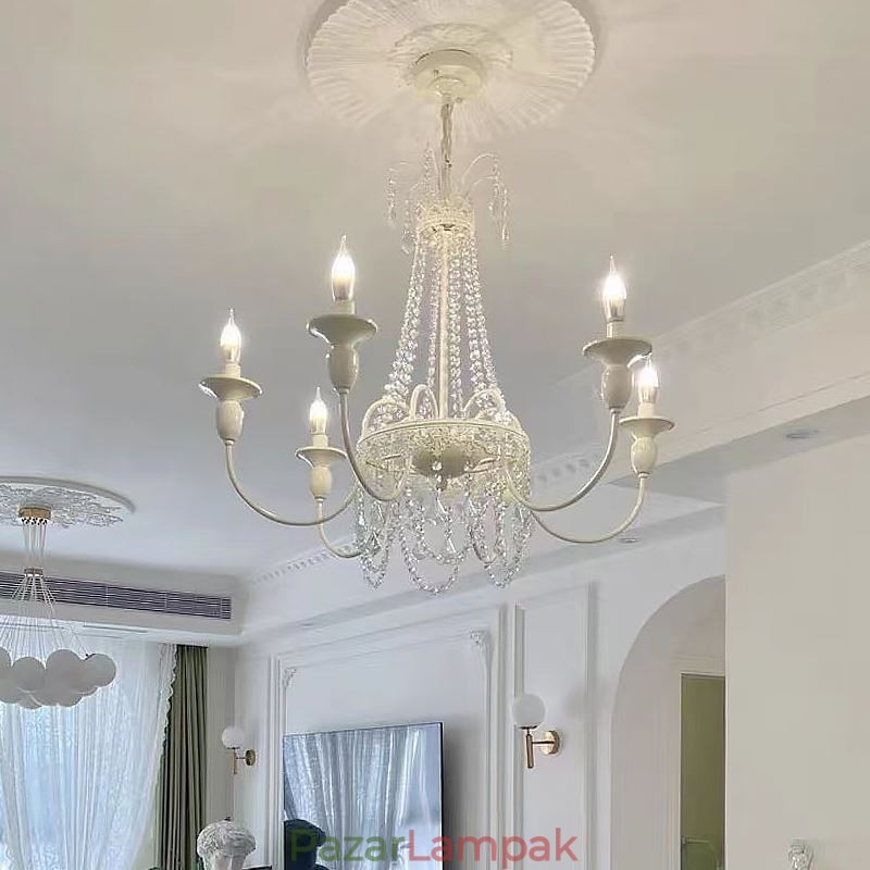 Nordic Crystal Chandelier Paint Craft Cream mennyezeti lámpa