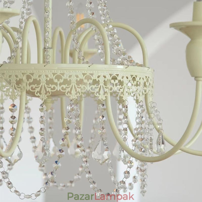 Nordic Crystal Chandelier Paint Craft Cream mennyezeti lámpa