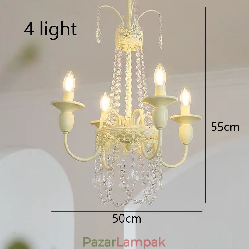 Nordic Crystal Chandelier Paint Craft Cream mennyezeti lámpa