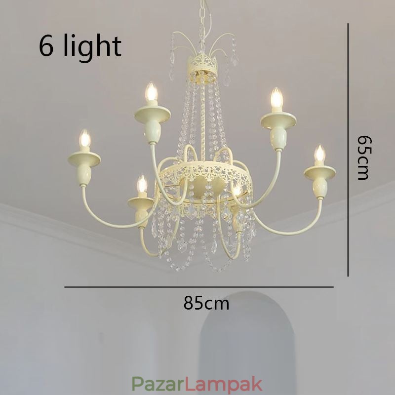 Nordic Crystal Chandelier Paint Craft Cream mennyezeti lámpa