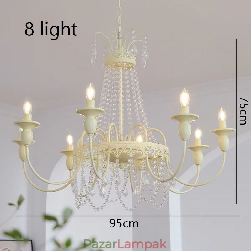 Nordic Crystal Chandelier Paint Craft Cream mennyezeti lámpa