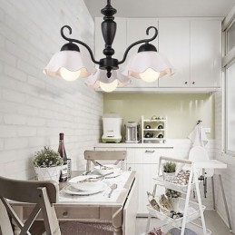 Nordic Iron Pendant Light Virág alakú üveg lámpaernyős csillár
