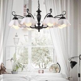 Nordic Iron Pendant Light Virág alakú üveg lámpaernyős csillár