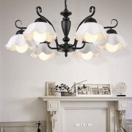 Nordic Iron Pendant Light Virág alakú üveg lámpaernyős csillár