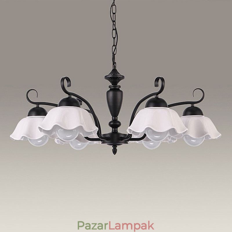 Nordic Iron Pendant Light Virág alakú üveg lámpaernyős csillár