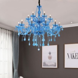 Nagy kristálycsillár európai medál világoskék színű esztétikus