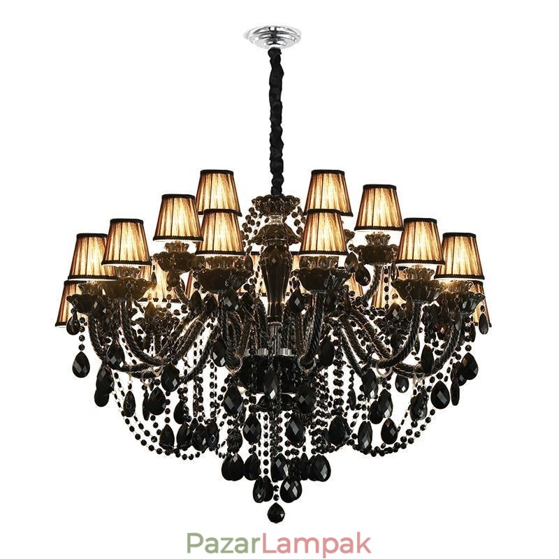 Luxus európai stílusú kristálycsillár fekete függőlámpa