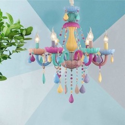 Európai színes kristálycsillár Macaron függőlámpa
