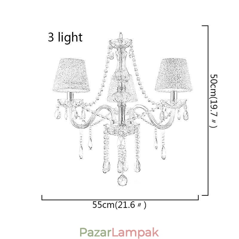 Klasszikus európai kristálycsillár konyak függőlámpa