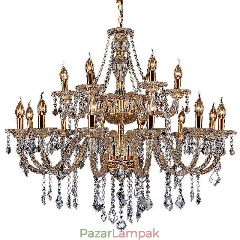 Luxus kristálycsillár arany európai menetes karú mennyezeti lámpa