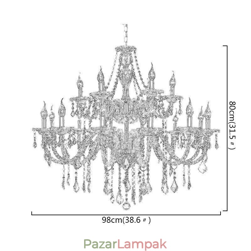 Luxus kristálycsillár arany európai menetes karú mennyezeti lámpa