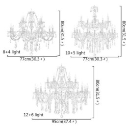Nagy európai kristálycsillár elegáns függőlámpa
