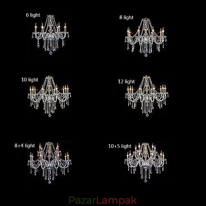 Nagy európai kristálycsillár átlátszó mennyezeti lámpa