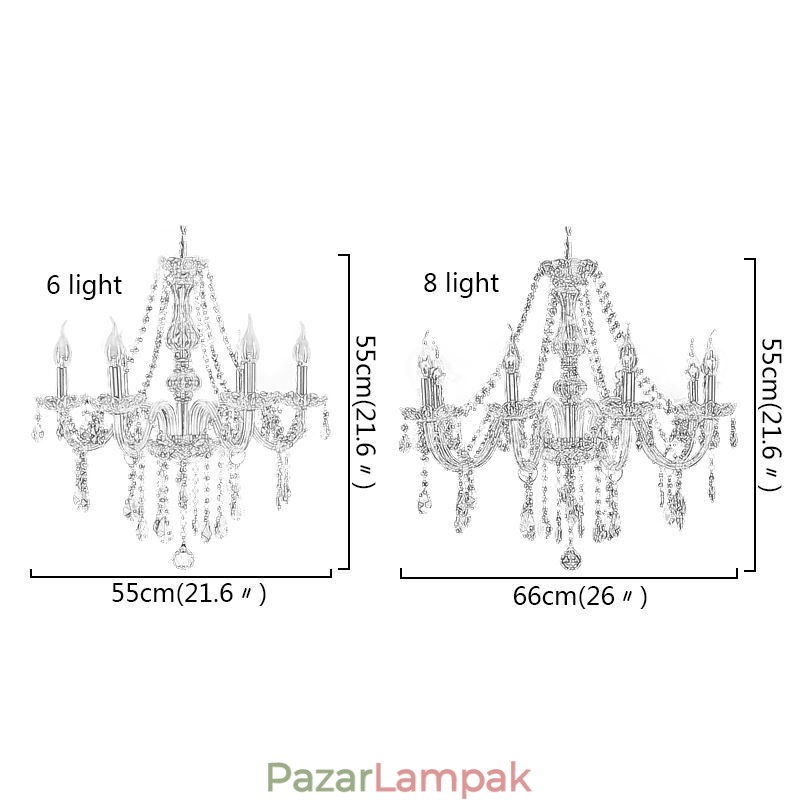 Nagy európai kristálycsillár átlátszó mennyezeti lámpa