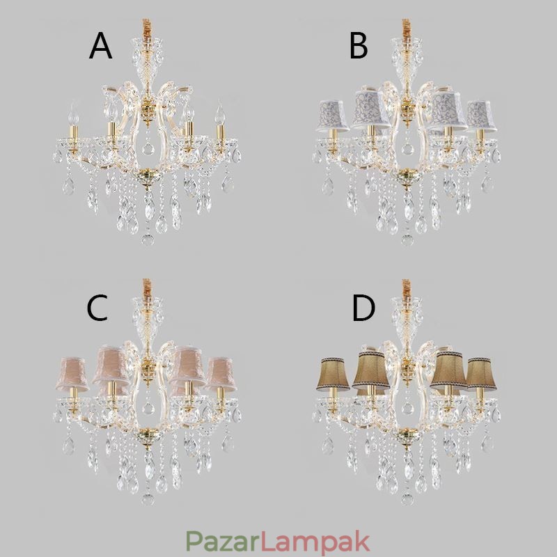 Elegáns kristálycsillár európai függőlámpa