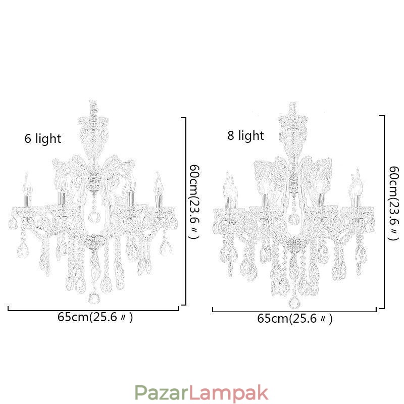 Elegáns kristálycsillár európai függőlámpa