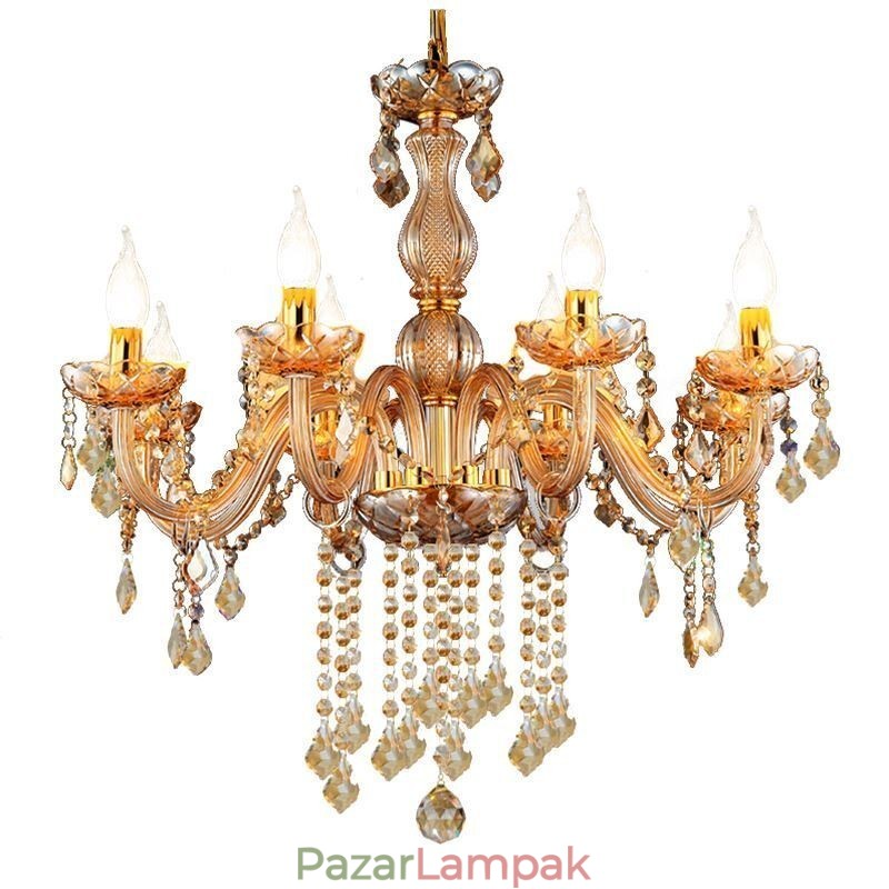 Európai kristálycsillár elegáns borostyán függőlámpa