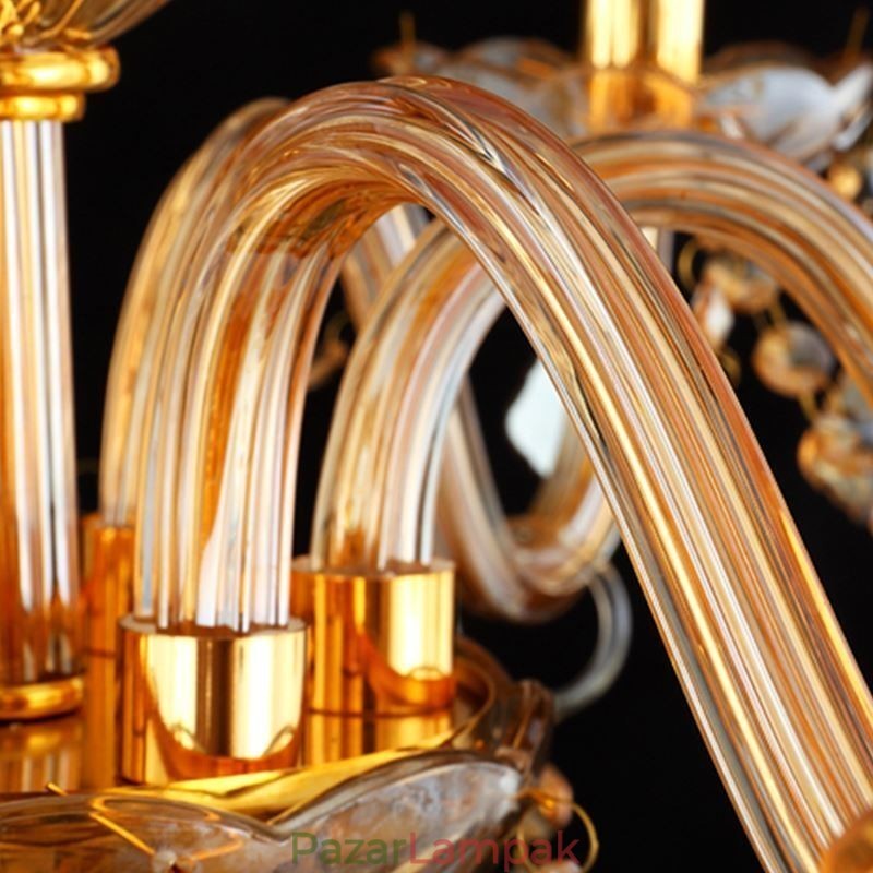 Európai kristálycsillár elegáns borostyán függőlámpa