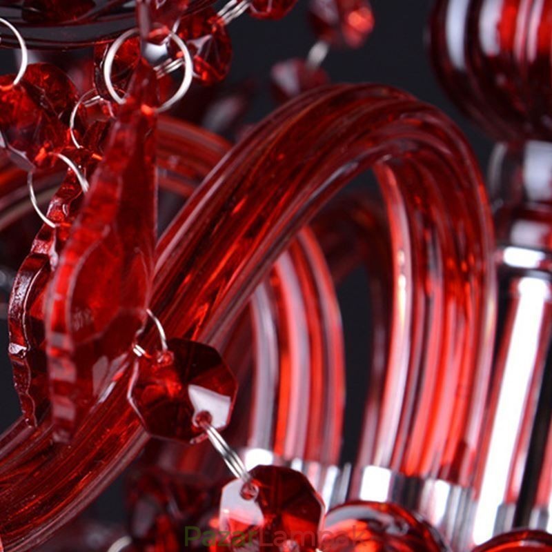 Európai kristálycsillár piros színű függőlámpa