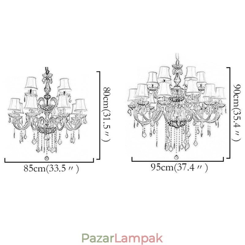 Kristálycsillár európai piros színű függőlámpa